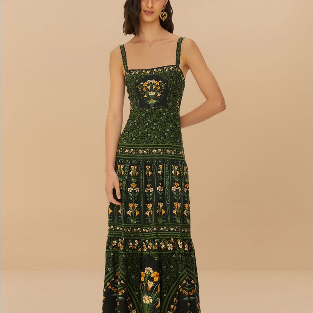 FARM Rio Green Floral Maxi Dress